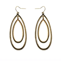 new design big alloy long earrings teardrop shaped ancient gold ear jewelry