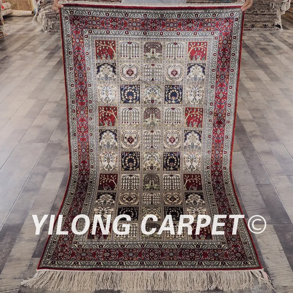 YILONG 3 'x 5' персидский шелк садовый коврик изысканный четырехсезонный Шелковый