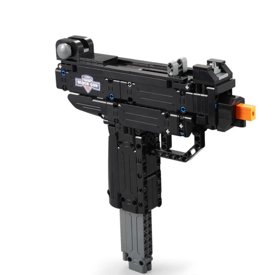 

Hot modern military game Mini Uzi weapon building block Submachine gun assemble model with shooting bricks toy with Bullet