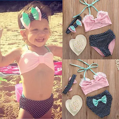 Милые детские для девочек лук Fringe Бикини Плавание купальный костюм малыша