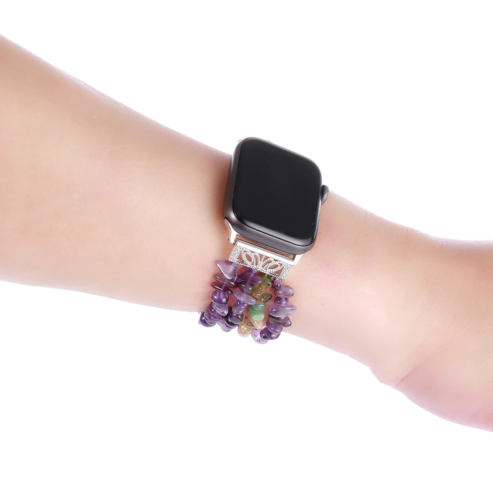Фиолетовый повязка с кристаллом для наручных часов Apple Watch 5/4/3/2/1 38 мм 42 ремешок