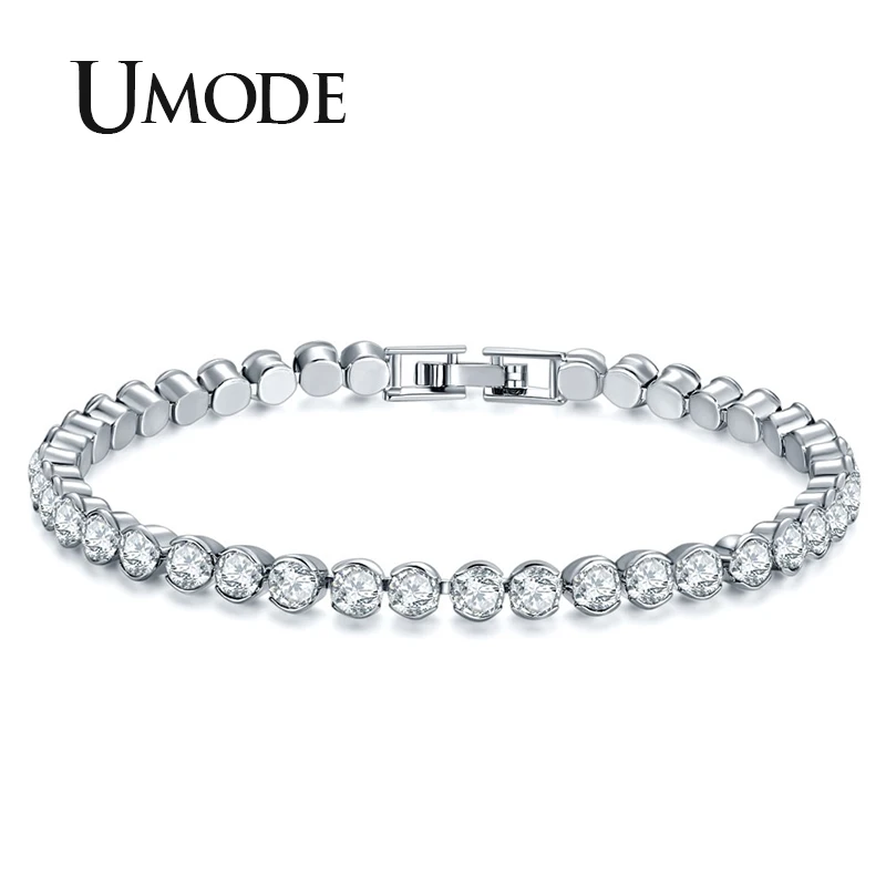 UMODE новые модные красочные круглые циркониевые хрустальные браслеты для женщин, белые золотые CZ браслеты ювелирные изделия Pulseras Mujer AUB0175
