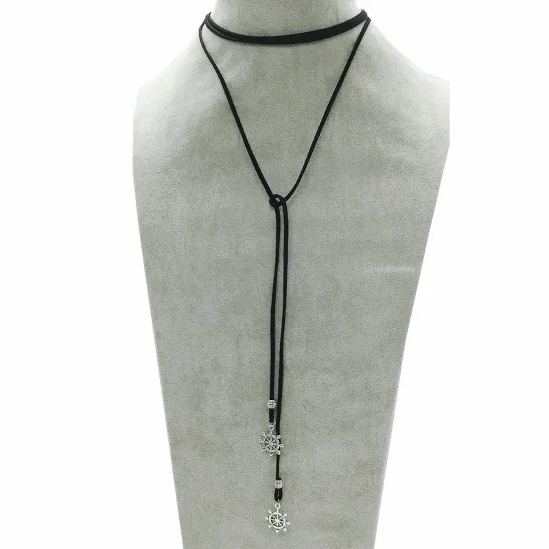 Модные трендовые ожерелья-чокер Colar Collier кожаные подвески для руля женские