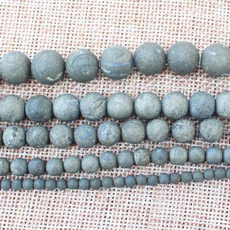 Frost Natural Pyrite Round beads 4-12mm 15inch BeadsFor DIY Jewelry Making !We provide mixed wholesale for all items! | Украшения и