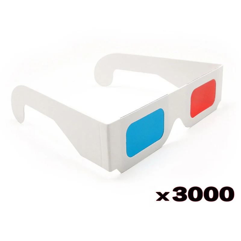 DHL 3000 шт./лот Универсальный бумажный анаглиф 3D очки бумага вид красный/синий