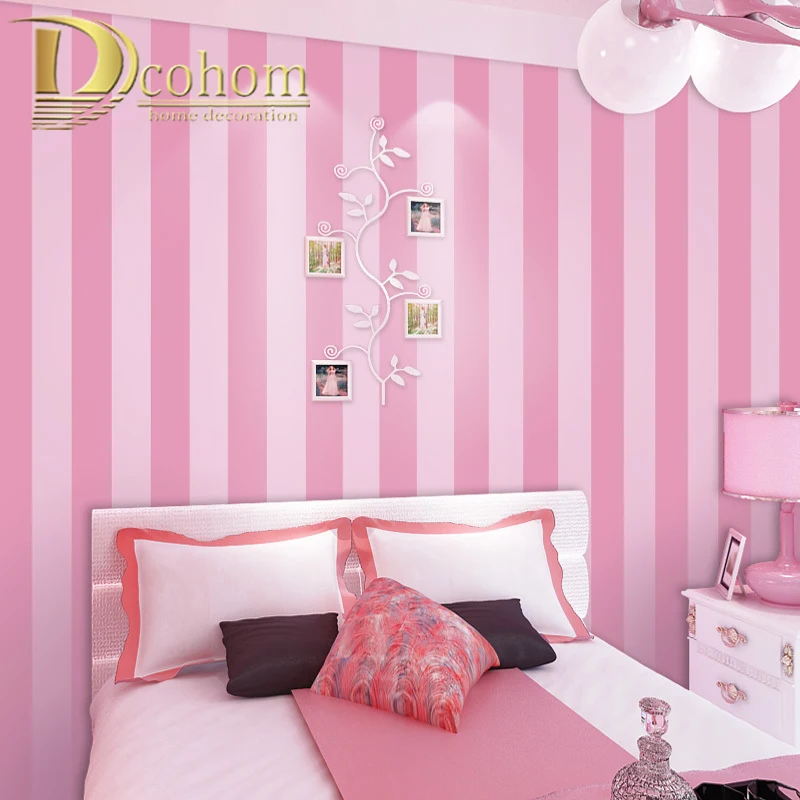Pink Blue Stripes Wallpaper For Kids Room Baby Girls Boys Bedroom Decor Wallpapers Tv Backdrop Striped Wall Papers Roll