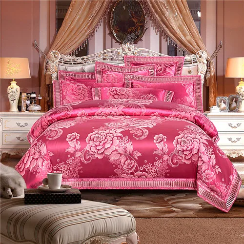 9 Новое поступление queen King size сатин-жаккард постельное белье Роскошные свадебные постельных принадлежностей подшивки Pillowcases38 - Цвет: 9