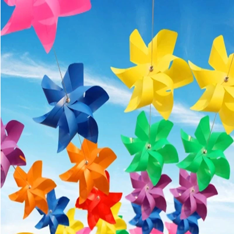 

5strings Free Shipping Plastic Windmill string Self-assembly Hexagonal windmill children toys Home Garden Yard Decorations