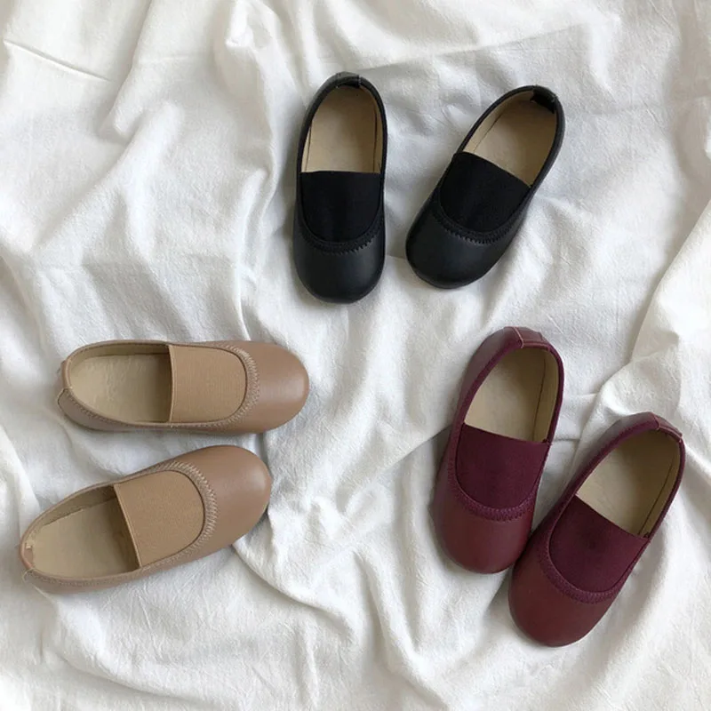 CMSOLO/детская кожаная обувь без шнуровки мягкая резина для мальчиков и девочек