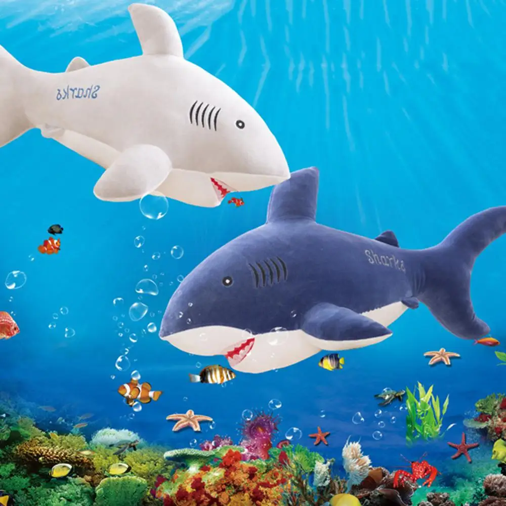 

40/50cm Cute Simulated Shark Fish Plush Toy Soft Stuffed Doll Pillow Cushion