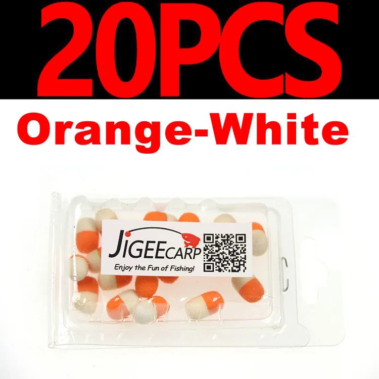 JIGEECARP, 20 шт., рыболовные приманки для ловли карпа, всплывающие крючки, приманки для рыбалки, приманки для волос, рыболовные снасти, снасти для ловли карпа - Цвет: Orange-White 20PCS