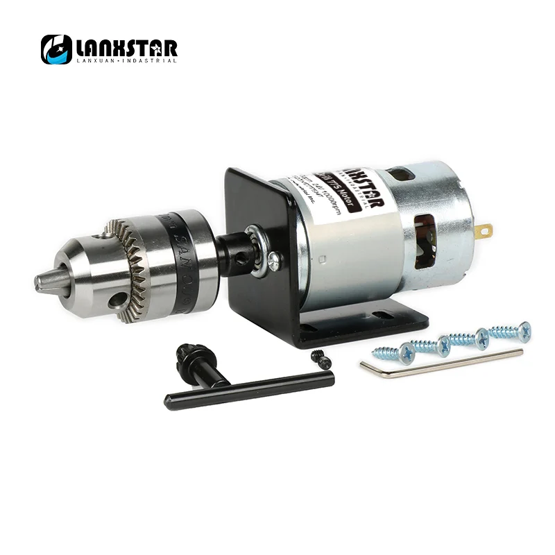 Lanxstar с высоким крутящим моментом 775 мотор DC12V 13000~ 15000 об./мин мини ручная дрель B12 сверлильный патрон 1,5~ 10 мм подшипник двигателя