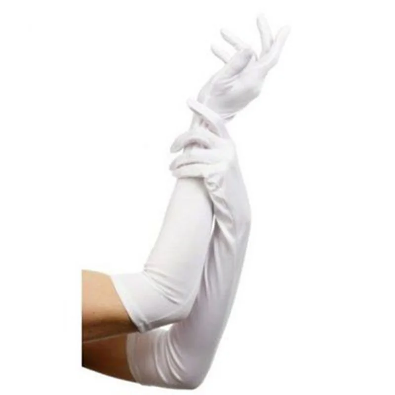 

Satin Long Finger Elbow Sun protection gloves Opera Evening Party Prom Costume Fashion Gloves black red white grey women