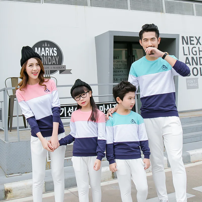 2018 хлопковая футболка в полоску для мамы и дочки папы ребенка одежда всей семьи