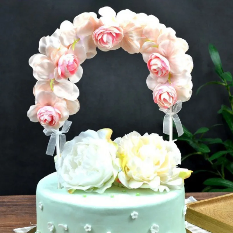 Birthday Wedding Artificial Flower Party Valentine's Day Cake Decorating Supplies Arch Topper For Anniversary |