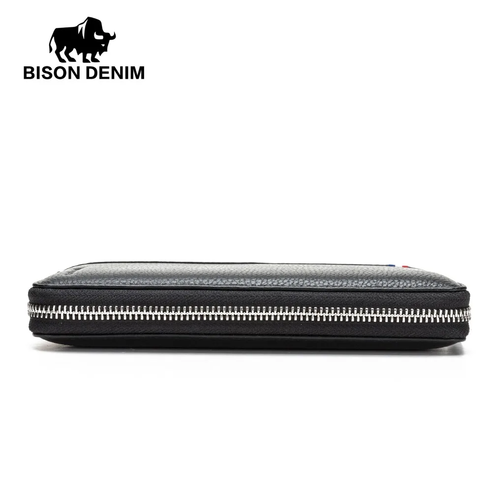 Модные брендовые мужские кошельки BISON DENIM бумажники большой вместимости из
