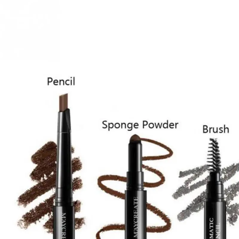 Creative Women 3-in-1 Waterproof Multifunctional Automatic Eyebrow Pigment Makeup Kit Pencil & Powder Brush |