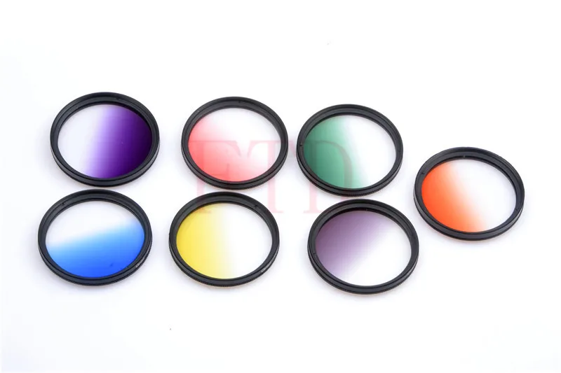 7pcs/lot 37mm Rotating Gradual grey green orange yellow red blue purple Grad color Lens Filter Kit for Canon EOS 60D 70D lens |