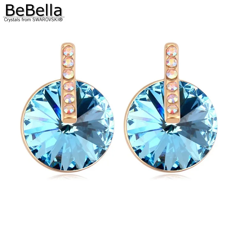 BeBella модные круглые серьги гвоздики с кристаллами Сваровски оригинальные