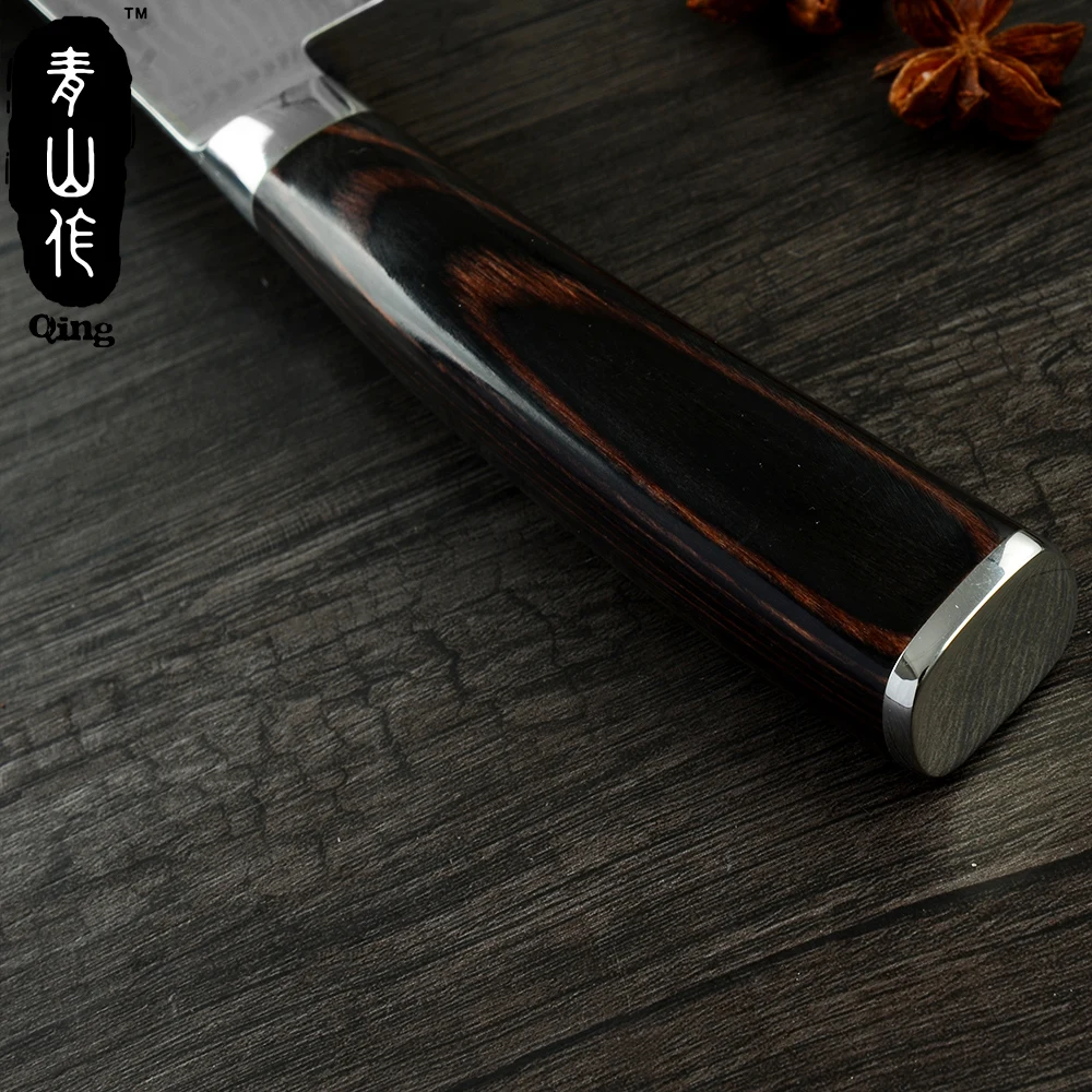 Цин кухонный нож японский дамасский стальной Santoku Кливер японские ножи