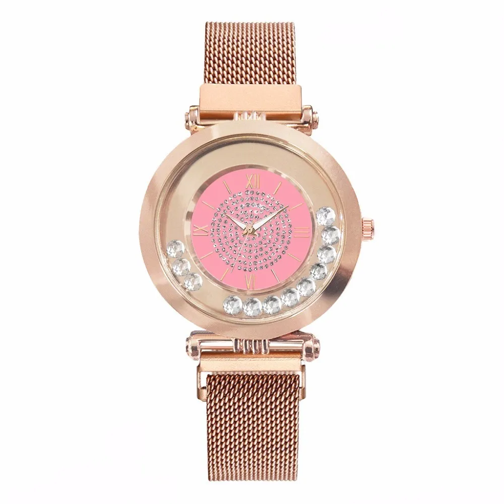 rose gold pink Лидер продаж, модные женские часы с магнитной пряжкой, полностью бриллиантовые часы, роскошные женские кварцевые стразы из нержавеющей стали, часы Relogio Feminino - Цвет: rose gold pink