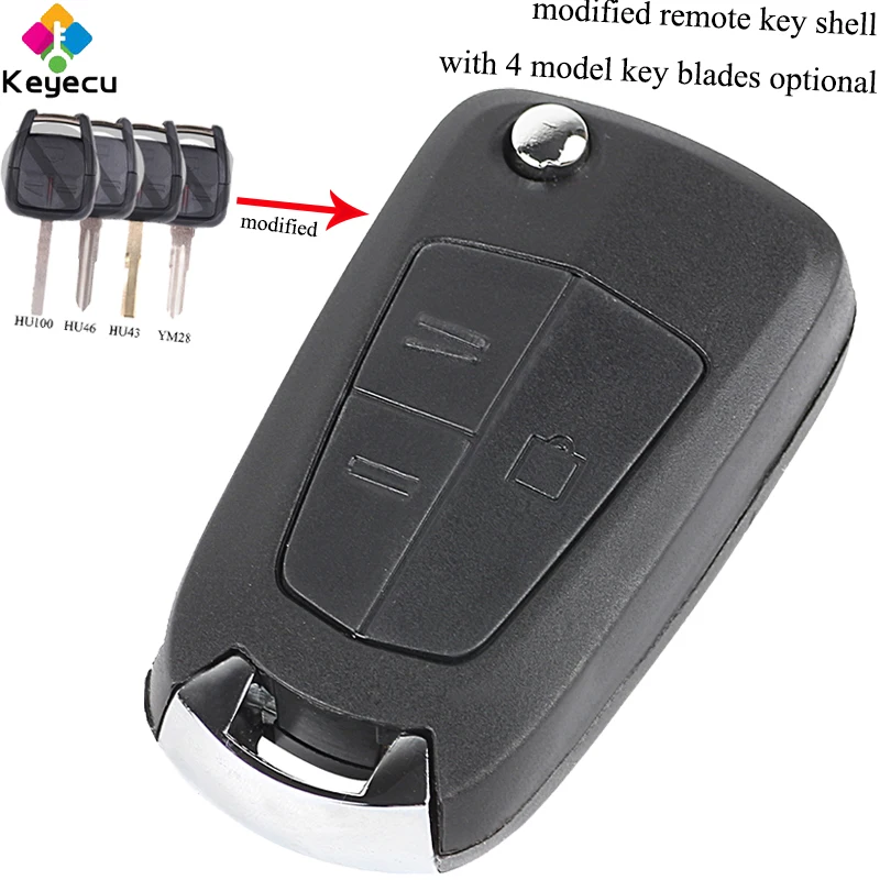 Модифицированная деталь KEYECU 3 кнопки и HU43/ YM28/ HU46/ HU100 Blade FOB для Opel Corsa Astra Kadett Monza