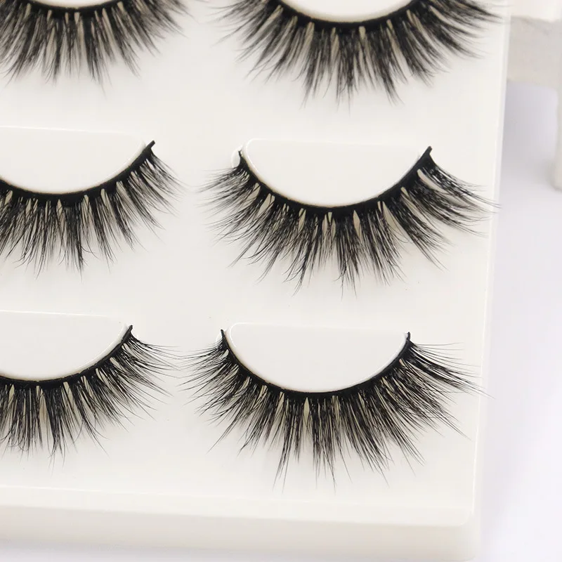 A16 3 пары Ложные Eylashes натуральный длинные черные 3D искусственной норки отдельных