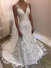 Женское свадебное платье с юбкой годе, кружевное платье с V-образным вырезом на молнии сзади, Дешевое платье с V-образным вырезом, новинка 2022
