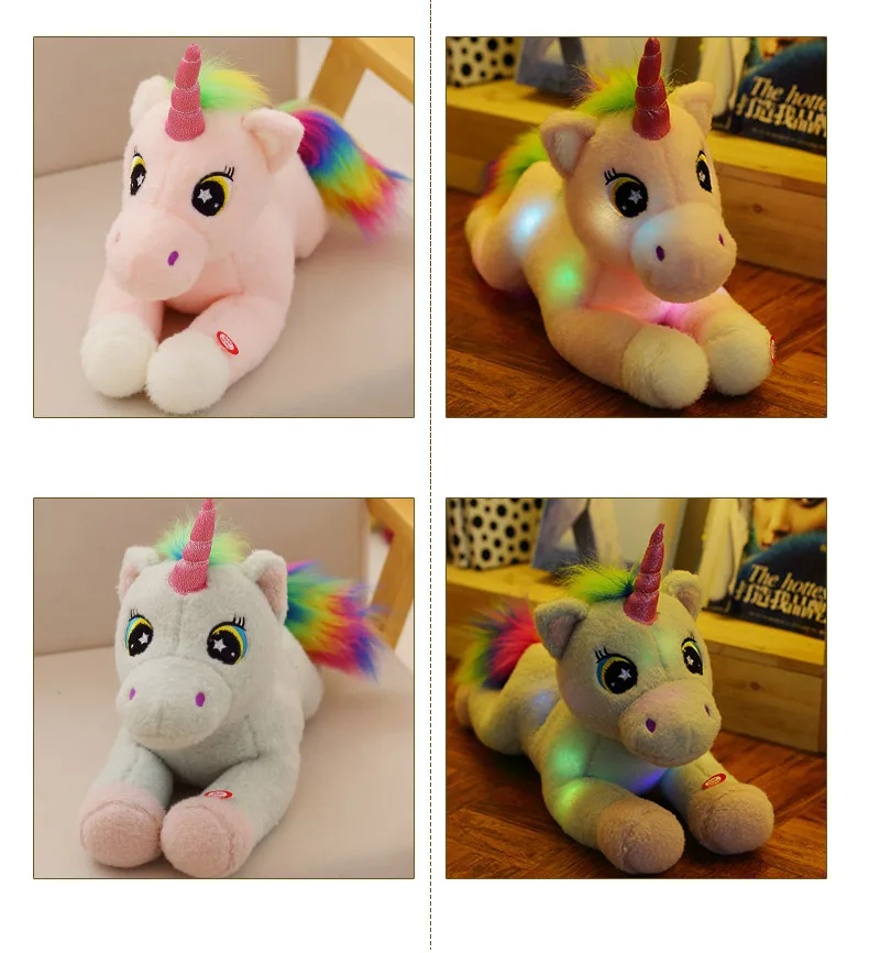 Nooer светодиодный светильник ing Единорог плюшевая игрушка мягкий мигающий Unicornio плюшевая кукла для детей Рождественский подарок на день рождения