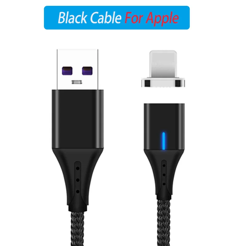 Black Plug For Apple Магнитный Usb кабель для зарядки type C mi cro Usb C кабель 2 м метр Быстрая зарядка 3,0 кабель для Xiaomi mi 8 9 A2 красный mi Note 7 Pro - Цвет: Black Plug For Apple