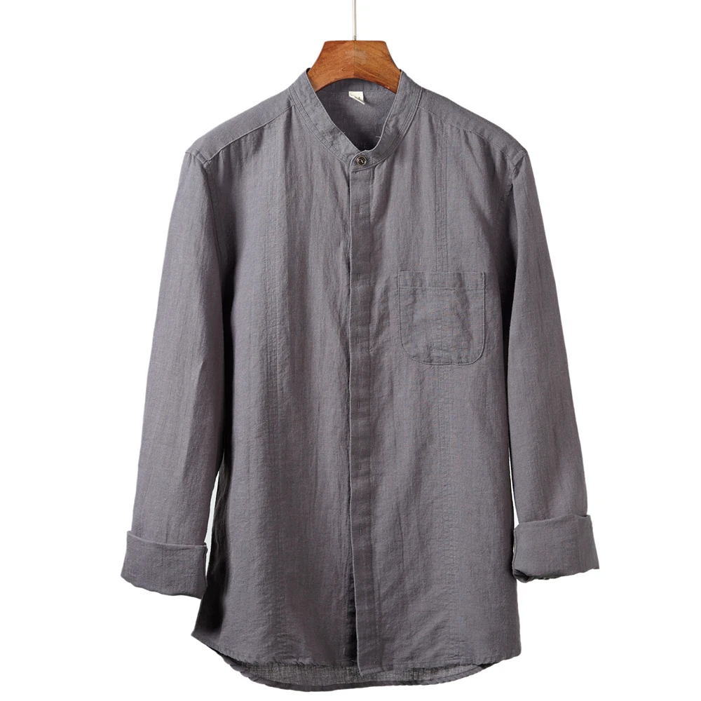 

Italy style comfortable flax and cotton shirt men long sleeve linen shirts male fashion solid shirt mens tops chemise overhemd