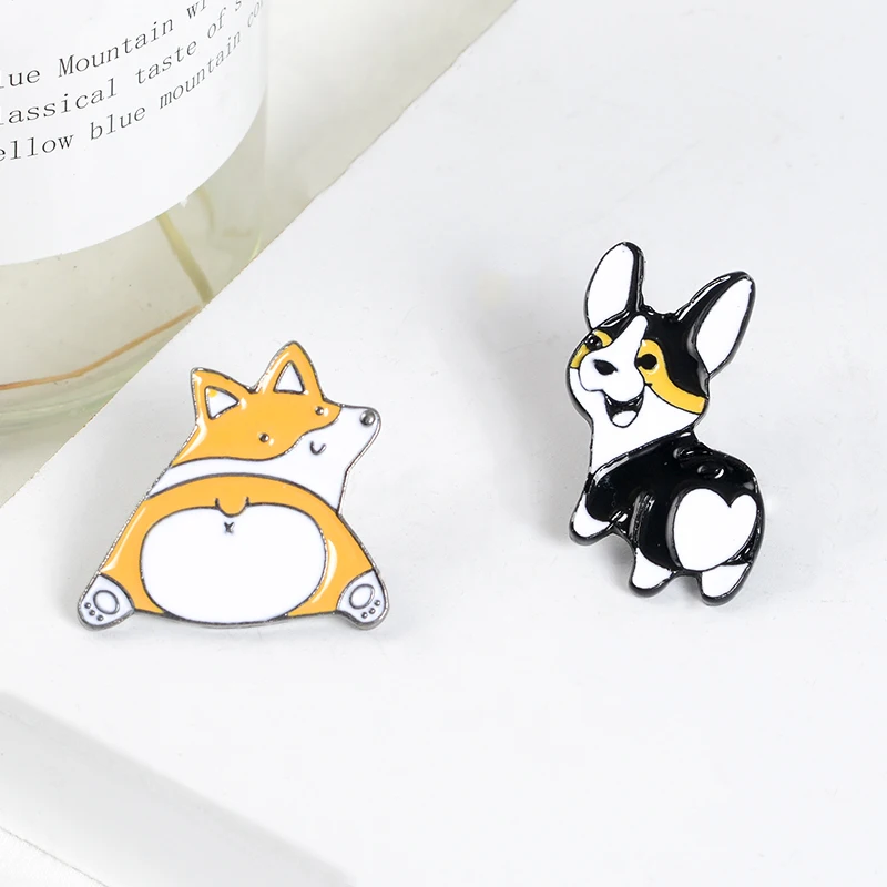 

Heart Butt Animal Pins Cute Cartoon Dog cat Brooches Corgi lover enamel Pins Lovely Lapel Pins Badges Gift for dog mom Jewelry