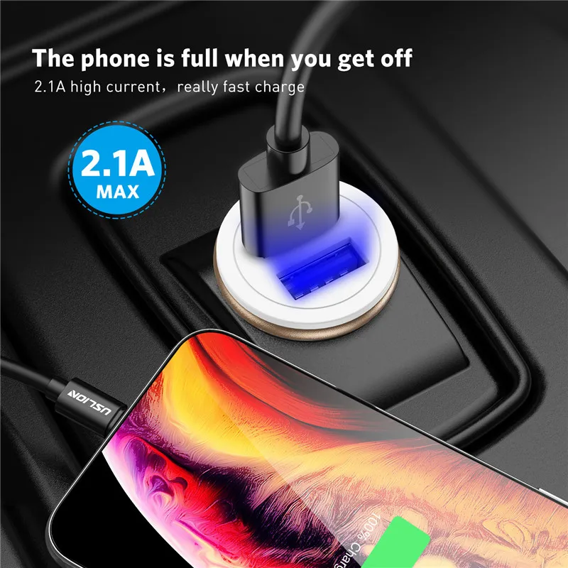 Автомобильное зарядное устройство USLION с двумя USB для мобильного телефона