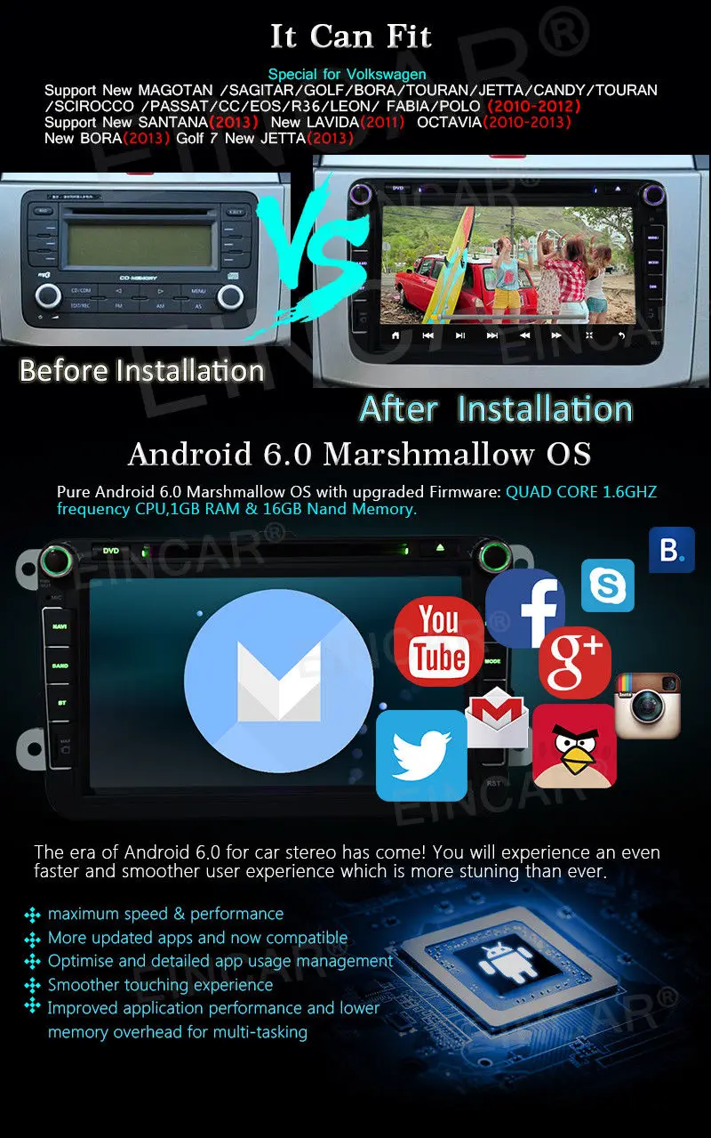 8 &quotAndroid 6 0 Автомобильный Радио dvd плеер gps Navi мультимедиа для Фольксваген