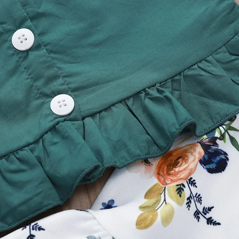 Летняя одежда для девочек 2 шт./компл. Милый Винтажный Зеленый укороченный топ с