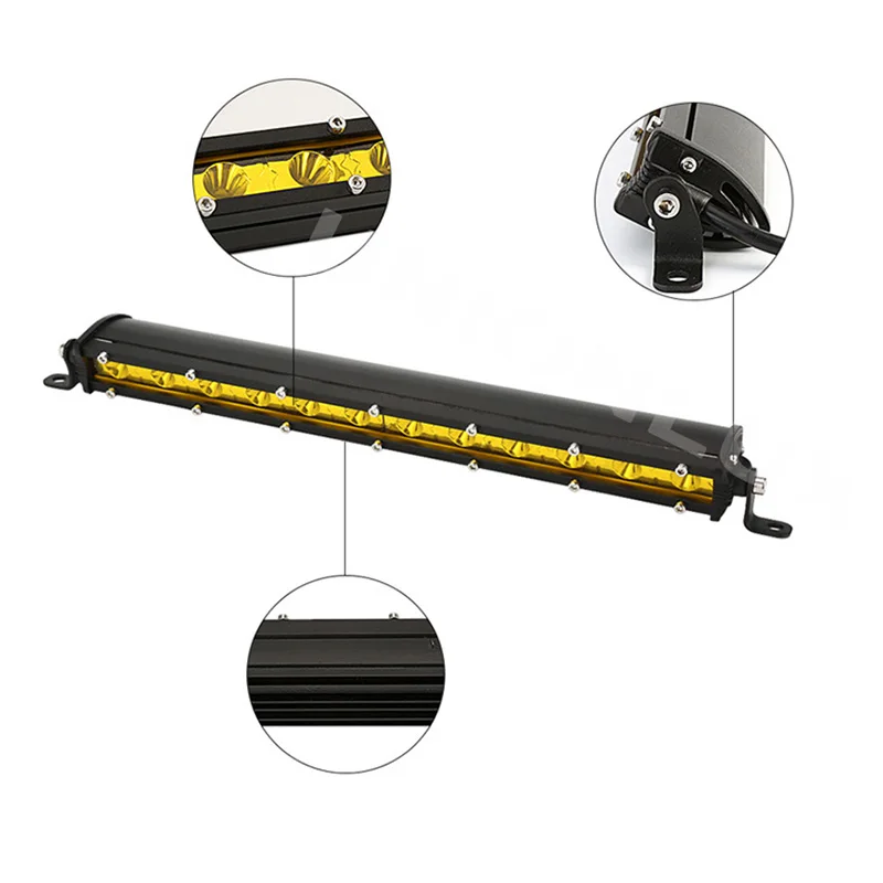 7inch 13&quot 20&quot 25&quot 32&quot 38&quot Super Slim Single Row Yellow Led Work Light Bar Offroad Driving Lamp Spot Fog SUV ATV 12V 24V |