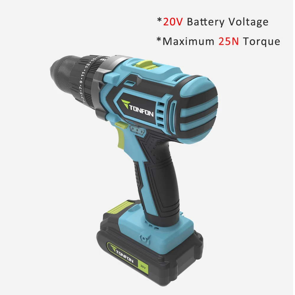 20V 25N Xiaomi Mijia Tonfon Беспроводной Электрическая аккумуляторная ударная дрель Мощность драйвера 12/20V 2000 мА/ч, Батарея 2-Скорость адаптер для розеток европейского стандарта для домашних работ - Цвет: 20V 25N