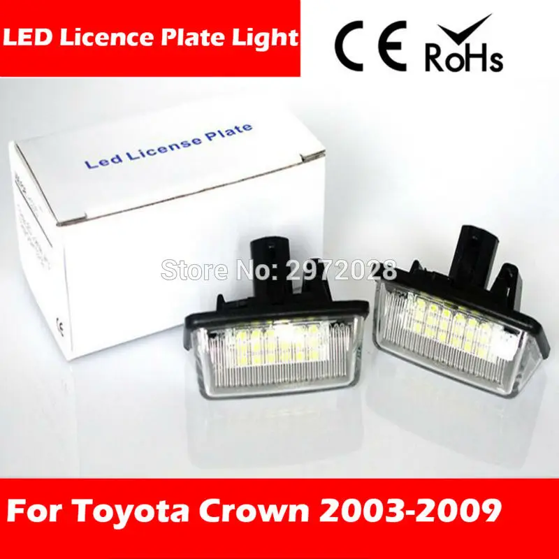 2 x LED Number License Plate Lamps Lights CANBUS OBC Error Free 18 High Power SMD For Toyota Crown 2003 - 2009 | Автомобили и