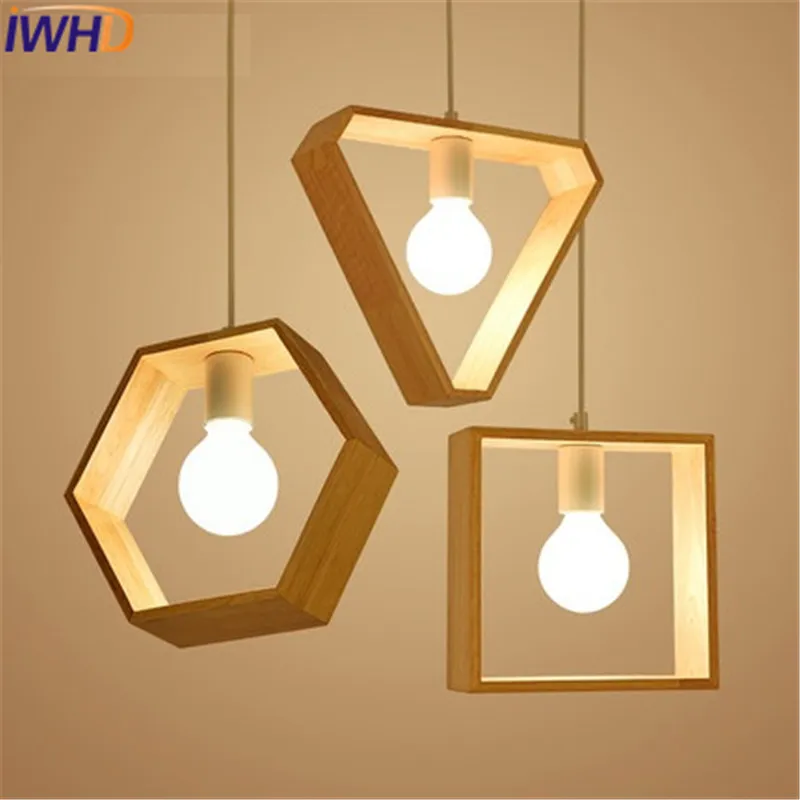 Японские деревянные подвесные светильники в стиле лофт современные