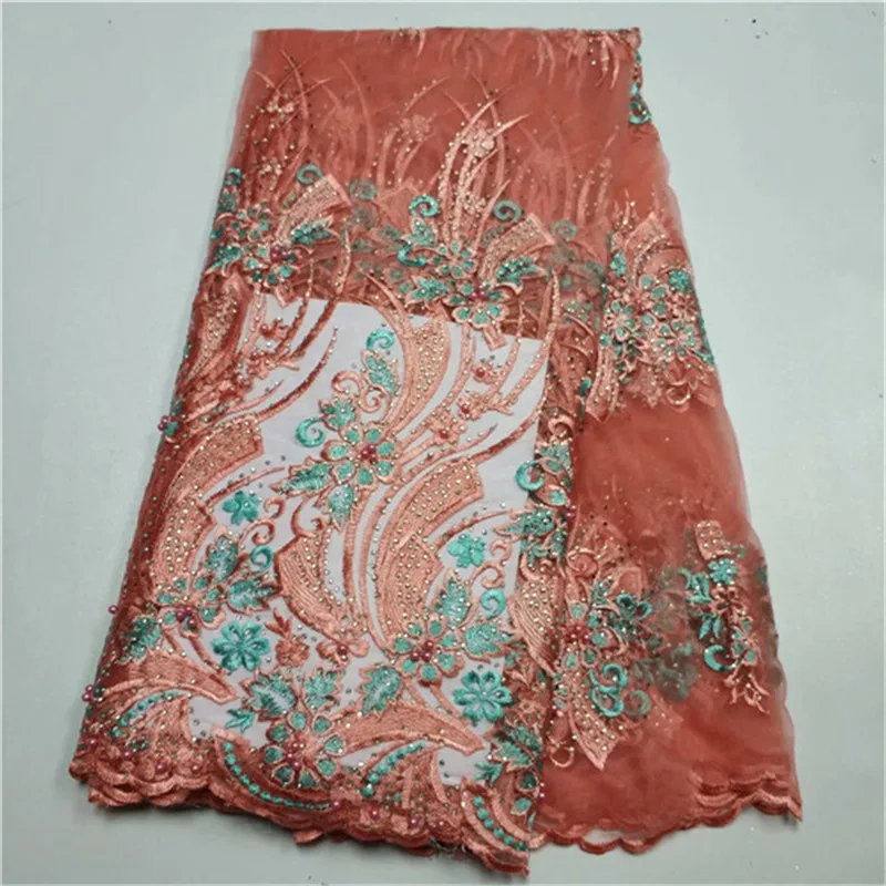 

2019 New Design French Net Lace Fabric Flower African Tulle Mesh Lace Fabric High Quality African Lace Fabric 5 Yards