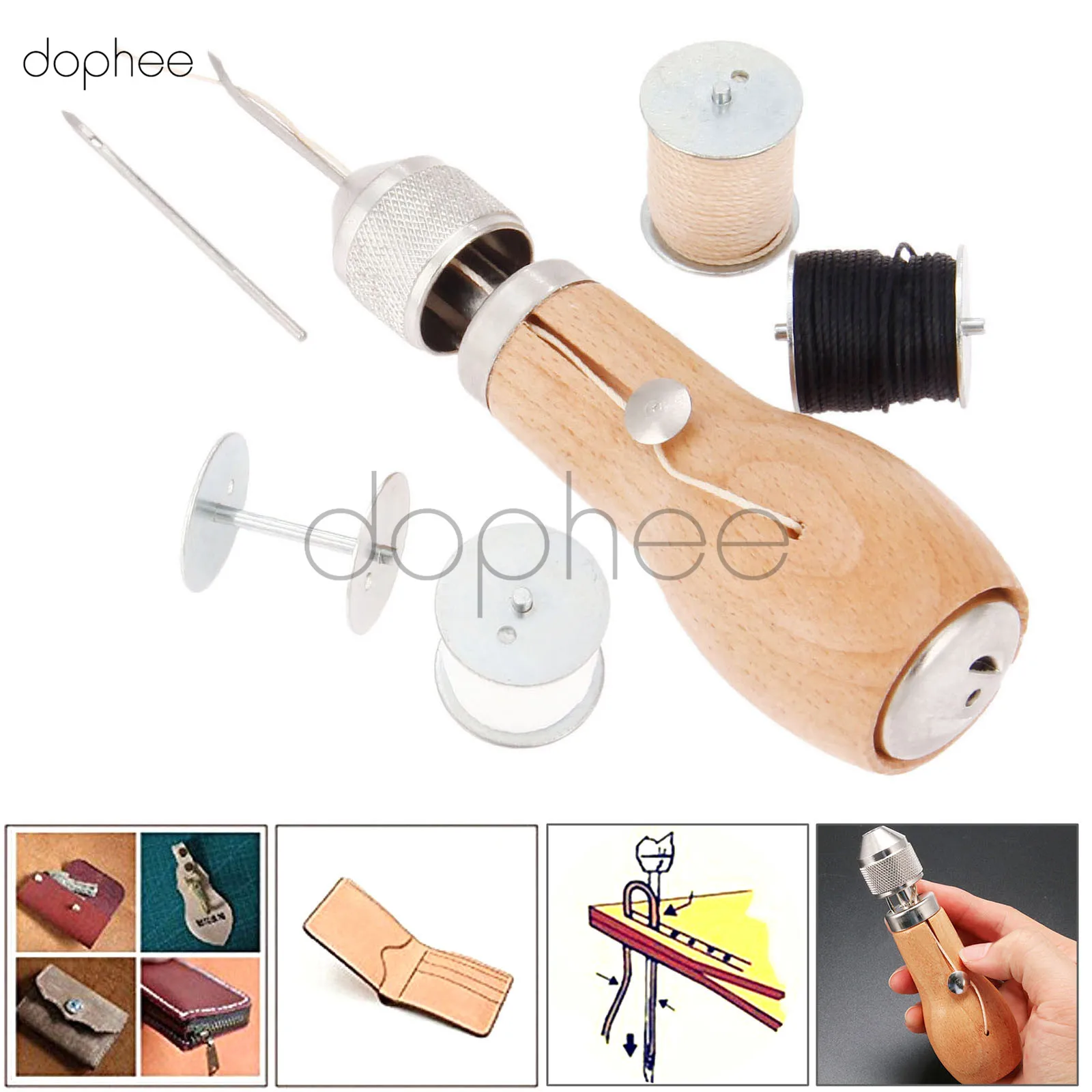 Dophee инструмент для шитья кожи DIY ручная швейная машина вощеная нить для кожаного ремесла край ремень со строчкой полоски обувной инструмент