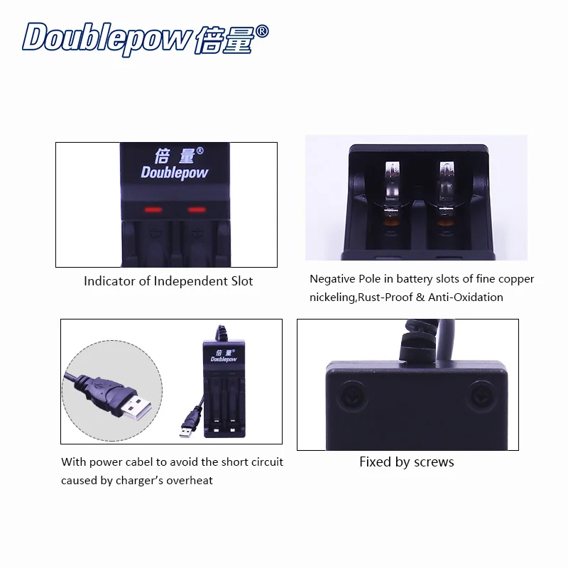 2 слота Doublepow DP UK22 USB светодиодный индикатор Интеллектуальное Быстрое Зарядное