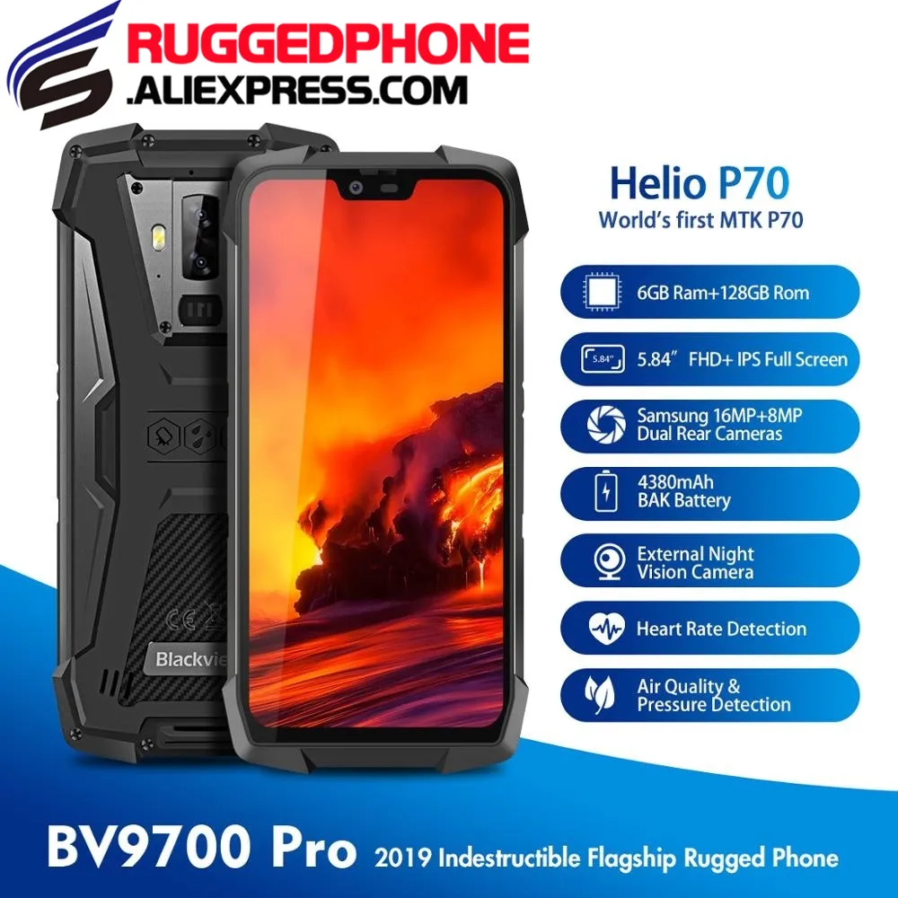 Blackview BV9700 Pro Helio P70 6 ГБ+ 128 ГБ Android 9,0 смартфон 16+ 8 Мп Ночное Видение Двойной Камера IP68 Водонепроницаемый мобильного телефона
