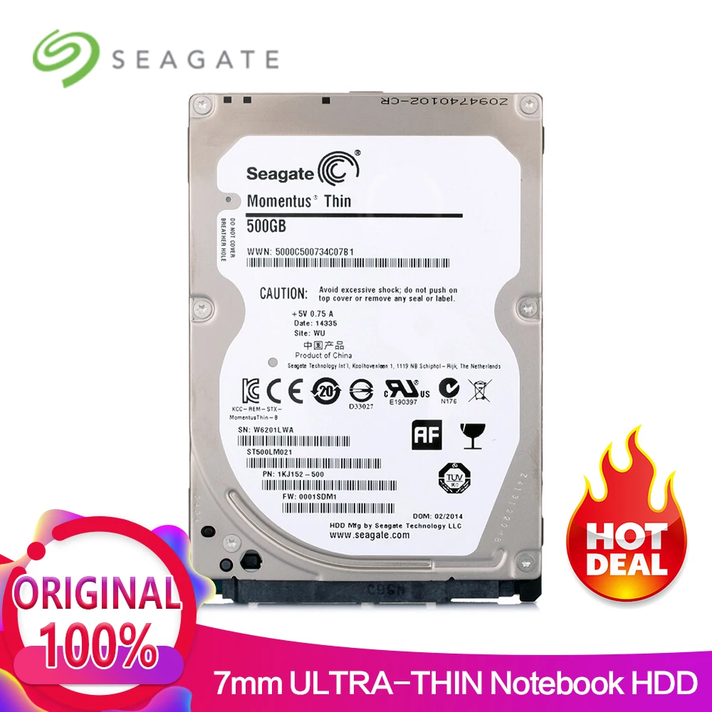 Seagate 500 Гб внутренний HDD жесткий диск для ноутбука привод 7 мм 7200 об./мин. SATA 6 ГБ/сек.