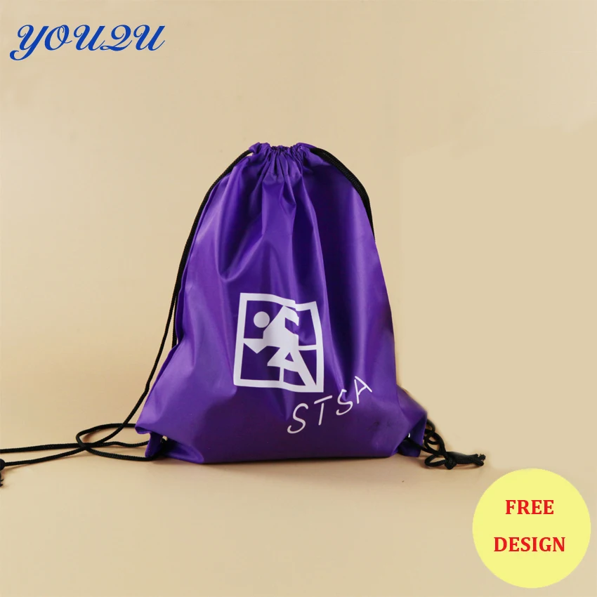 Детский рюкзак со шнурком, рюкзак на шнурке из полиэстера, сумка-тоут из полиэстера с принтом логотипа на заказ