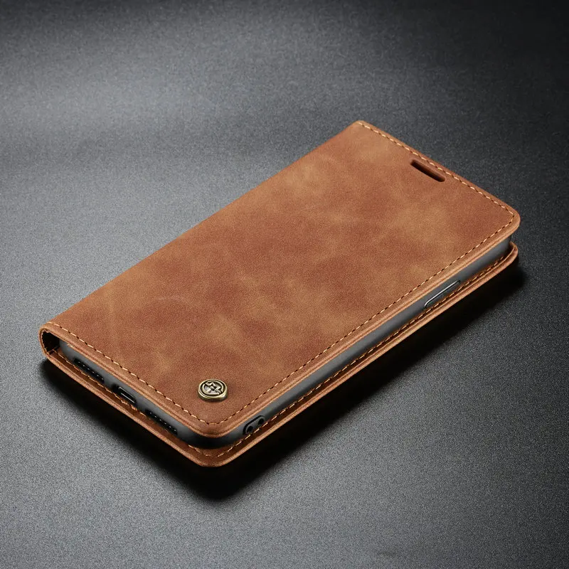 Brown Чехол CaseMe для iPhone XR X 6 s 7 8 Plus Роскошные Ретро слоты для карт тонкий кошелек Флип кожаный чехол для телефона iPhone Xr Xs Max - Цвет: Brown