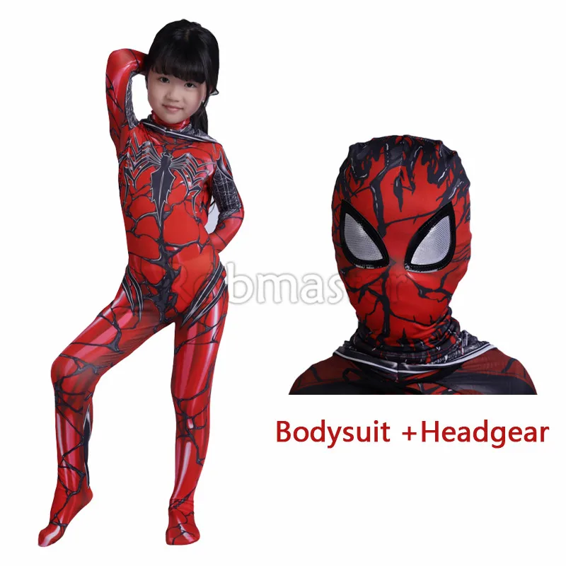 Clothes with Mask Детские маскарадные костюмы Гвен Стейси, симбиот для девочек, костюм зентая, паук, Гвен, костюм, спандекс, лайкра, Карнаж, Гвен, боди с накидкой - Цвет: Clothes with Mask