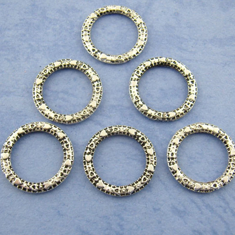 DoreenBeads цинковый сплав закрытая пайка круглые кольца серебристого цвета с узором