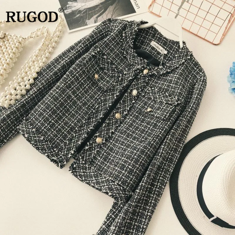 RUGOD новая клетчатая Женская куртка пальто с длинным рукавом Повседневная