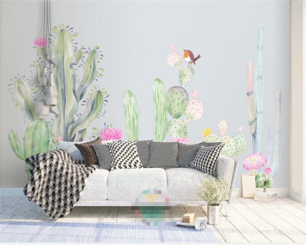 Современные обои для гостиной с изображением кактуса 3d обои|3d wallpaper|fashion